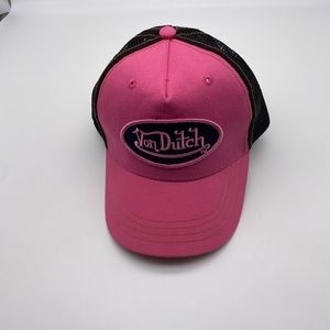 VON DUTCH ORIGINAL SUEDE TRUCKER HAT PINK/BLACK